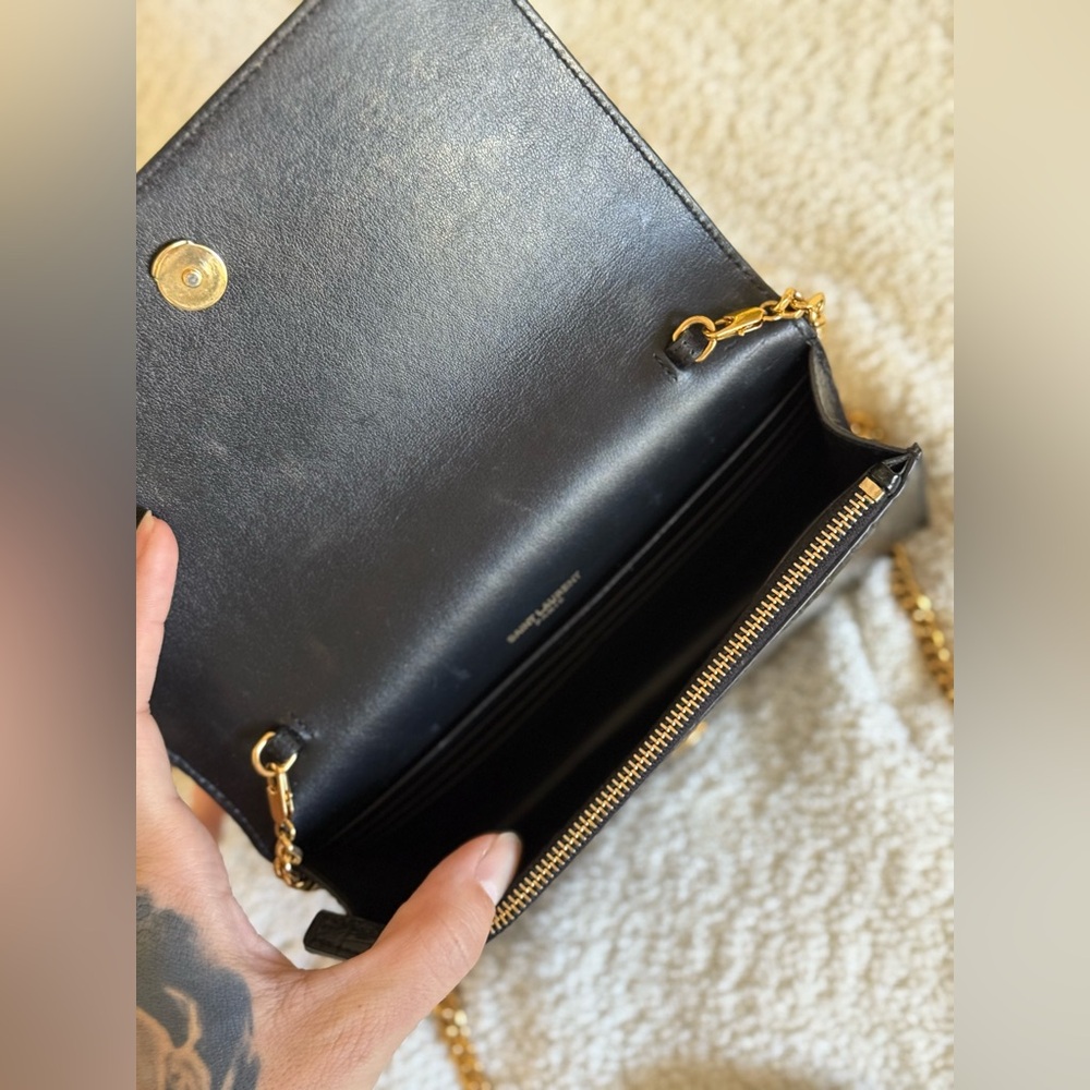 ❌SOLD❌YVES SAINT LAURENT KATE TASSEL CROC WALLET ON CHAIN - Picture 10 of 16